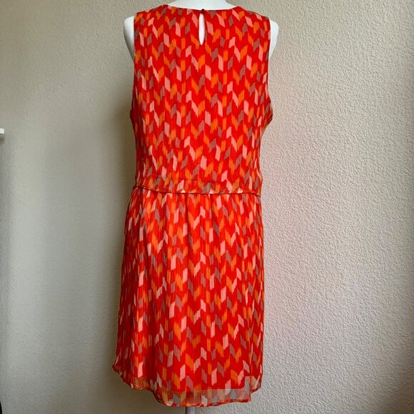 Lucky Brand Ikat Tile Sleeveless Dress Coral Multi Size L - Picture 2 of 5